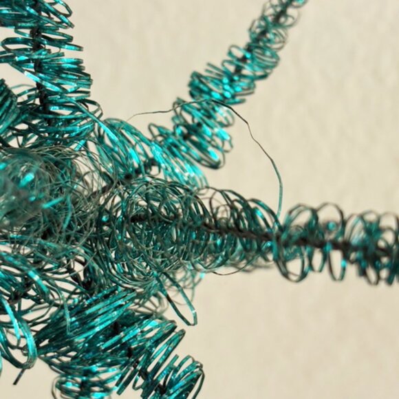 Vintage Coil Tinsel Wire Wrap Star Teal Blue Christmas Ornament Vintage 3D - Picture 5 of 5